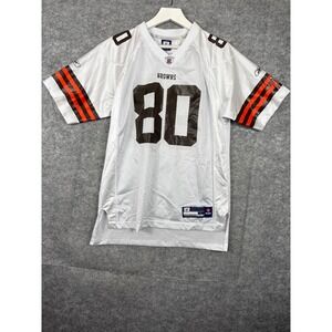 Reebok Cleveland Browns Jersey White Youth L 14-16 NFL Equipment 80 Mesh V-Neck